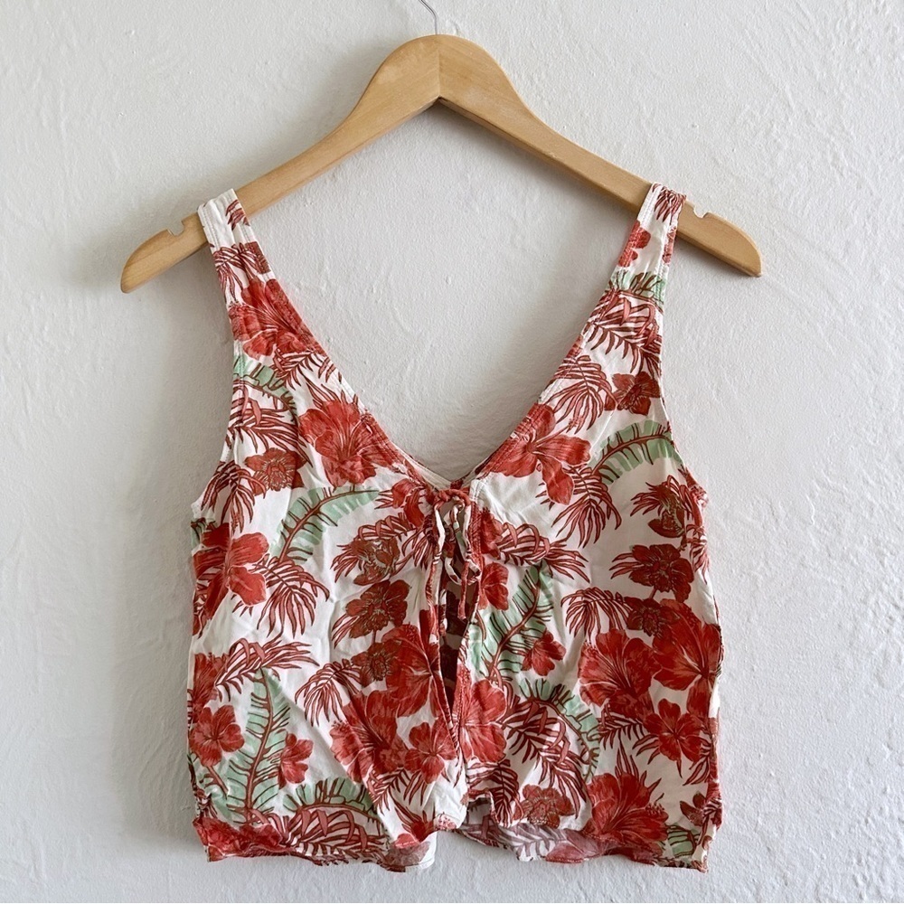 Aritzia Wilfred Free Kempner Open Back Tie Tropical Flowers Tank Top Sizโฆ - Picture 6 of 9